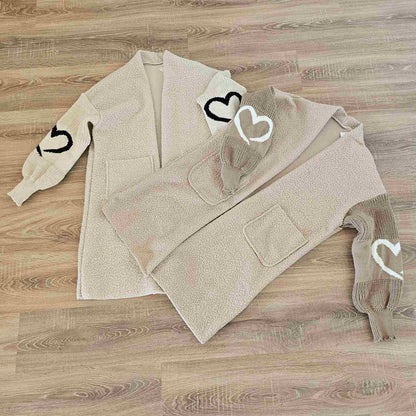 Манто с плетени ръкави Сърце