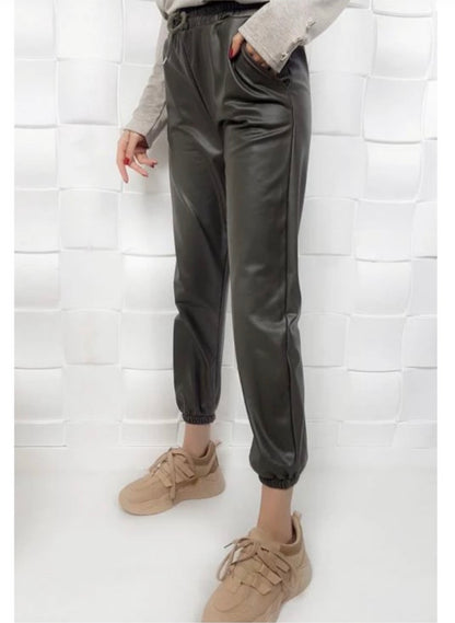 Кожен панталон Елеганс черен