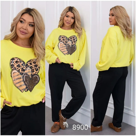 Удобен комплект от 2 части Натали жълт